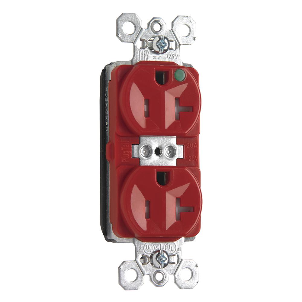 PT DUP RECEP HG TR 20A/125V RED