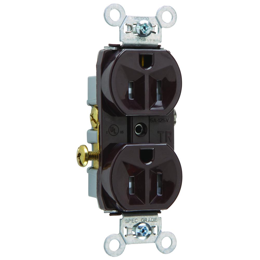 RECEP DUP TAMPER RESIS 15A/125V BN