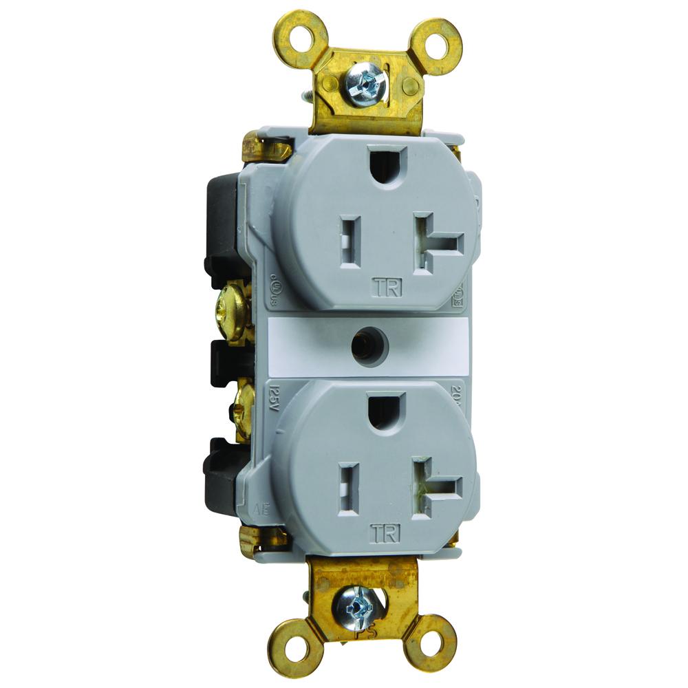 RECEP DUP TAMPER RESIS 20A/125V GRY