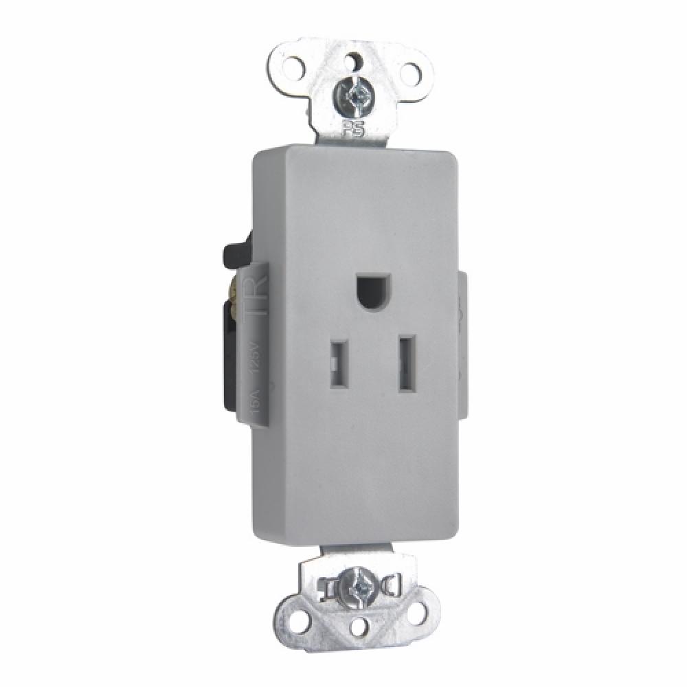 DECO REC SGL TAMPER RES 15A/125V GRY
