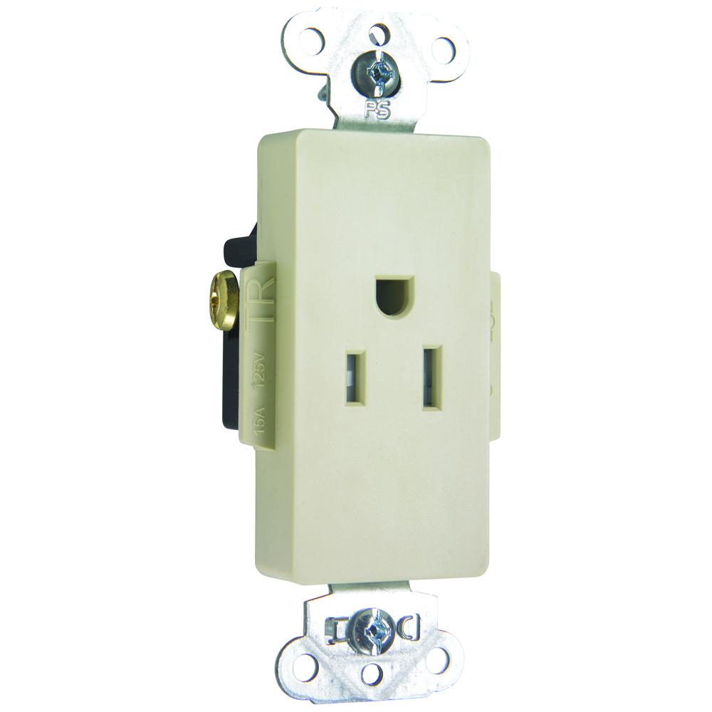 DECO REC SGL TAMPER RES 15A/125V IV