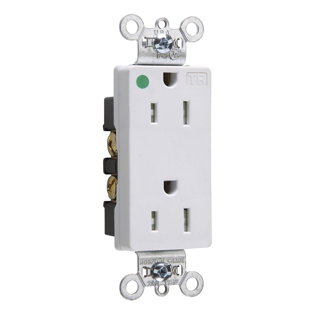 TR DECO RECEP 15A 125V HOSP GRD WH