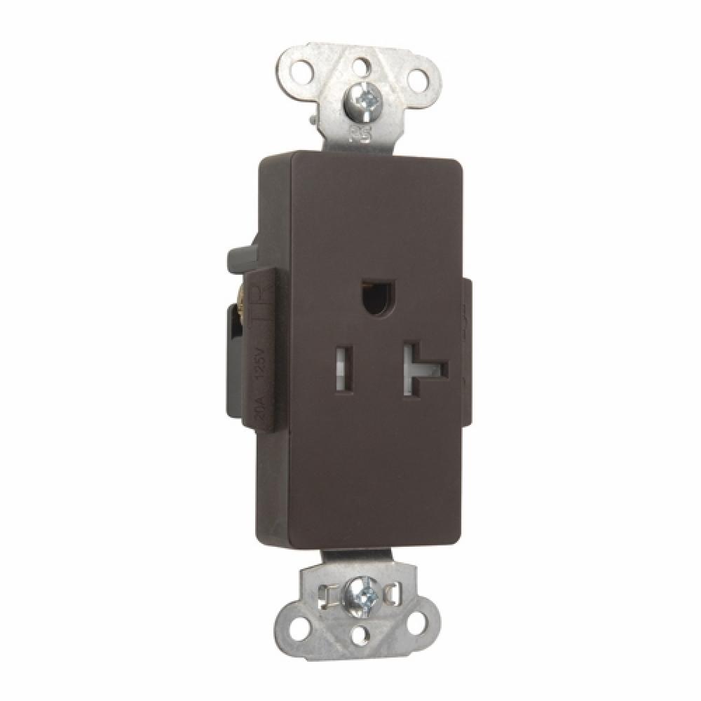 DECO REC SGL TAMPER RES 20A/125V BN