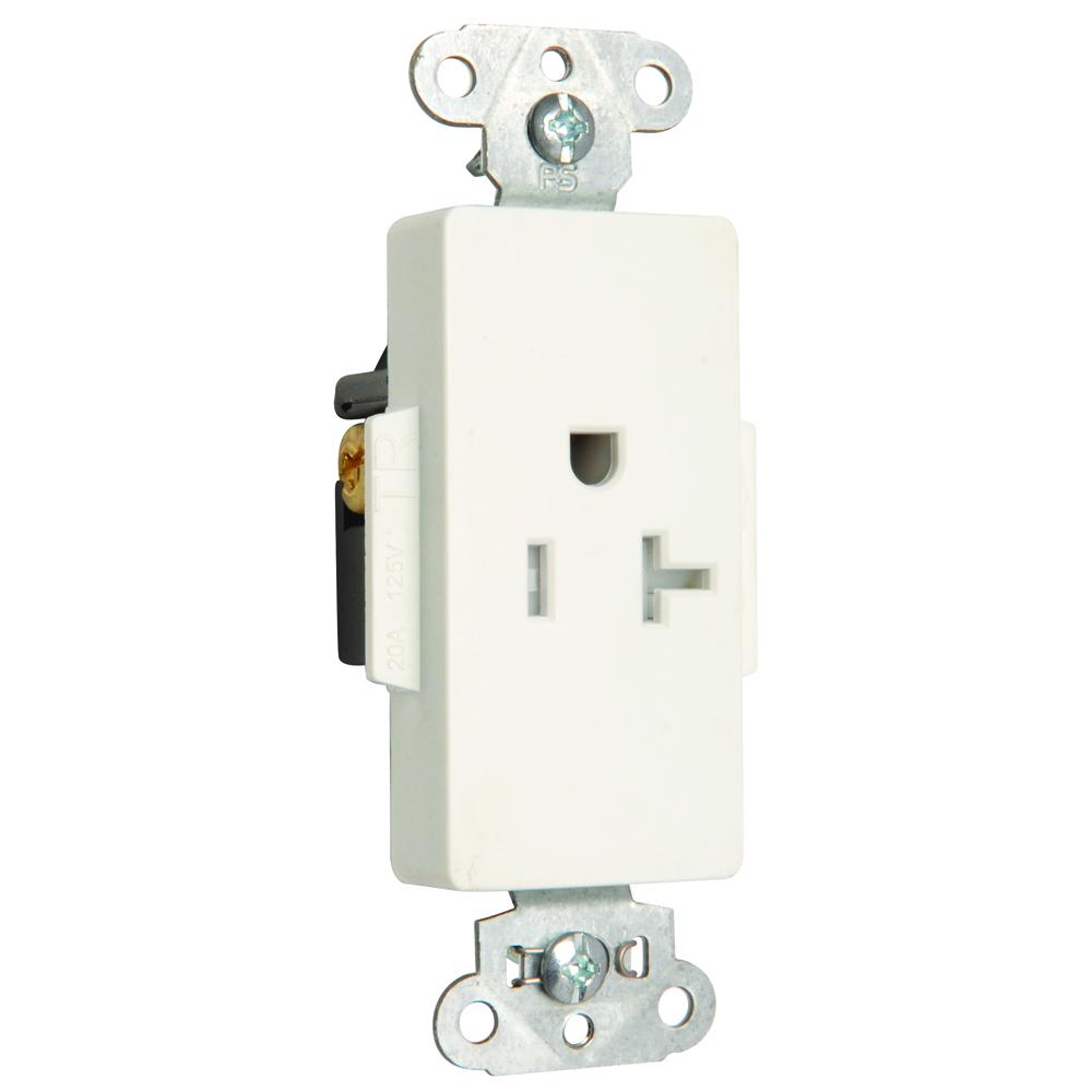 DECO REC SGL TAMPER RES 20A/125V WH