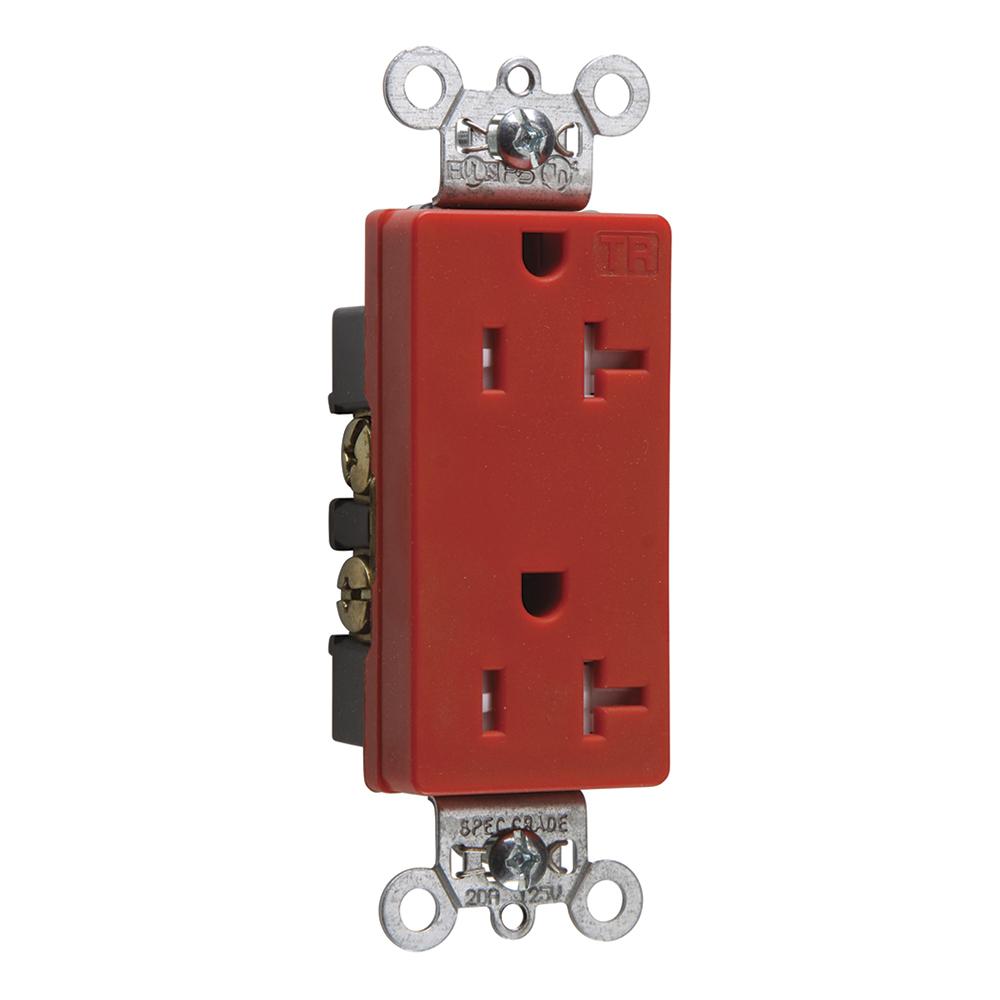 TR DECO RECEP 20A 125V S+B WIRE RED