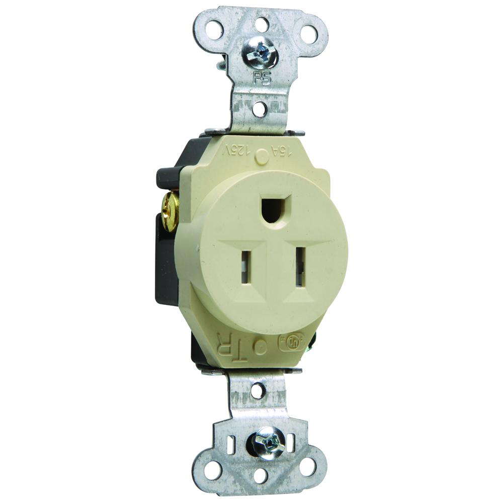 RECEP SGL TAMPER RESIS 15A/125V IV