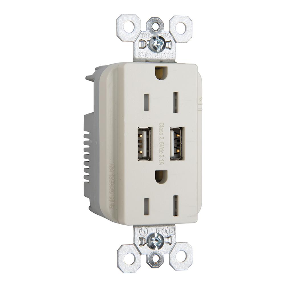 15A DUP REC TR SPEC W/3.1A USB CHGR