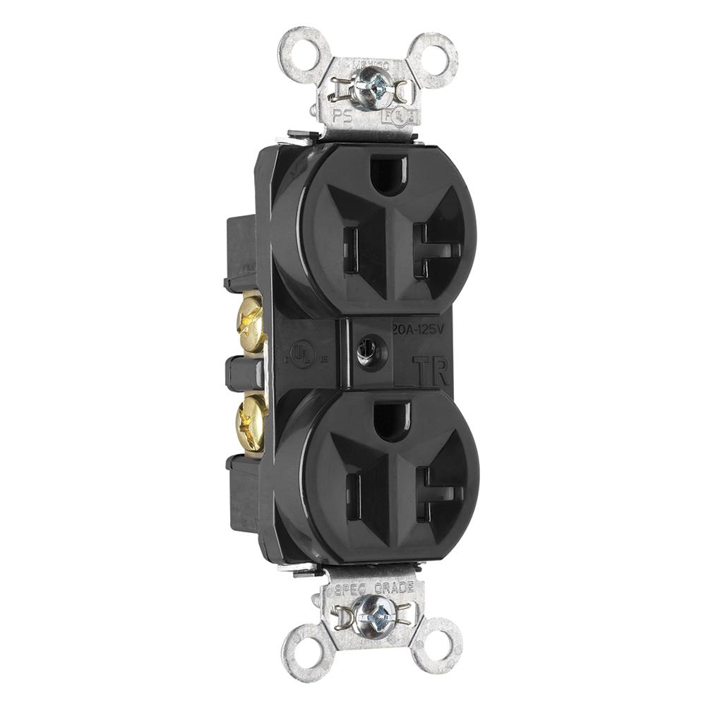 RECEP DUP TR B+S WIRE 20A/125V BK