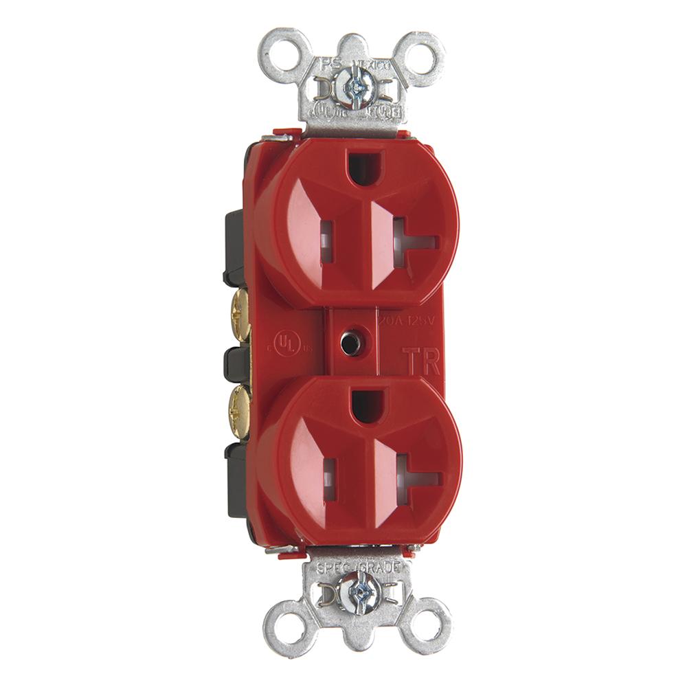 RECEP DUP TR B+S WIRE 20A/125V RED