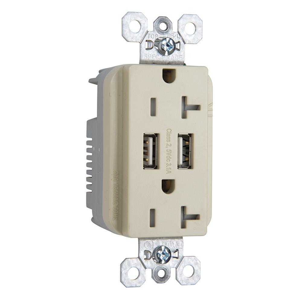 DUP REC 20A TR SPEC W/3.1A USB CHRG I