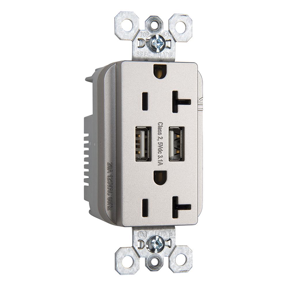 DUP REC 20A TR SPEC W/3.1A USB CHRG NI