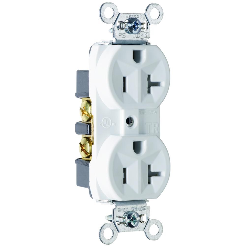 RECEP DUP TR B+S WIRE 20A/125V WH