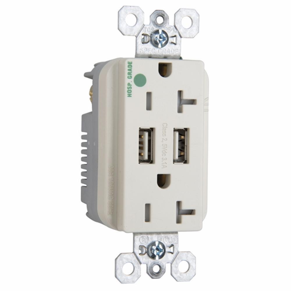 DUP REC 20A TR HG W/3.1A USB CHRG LA