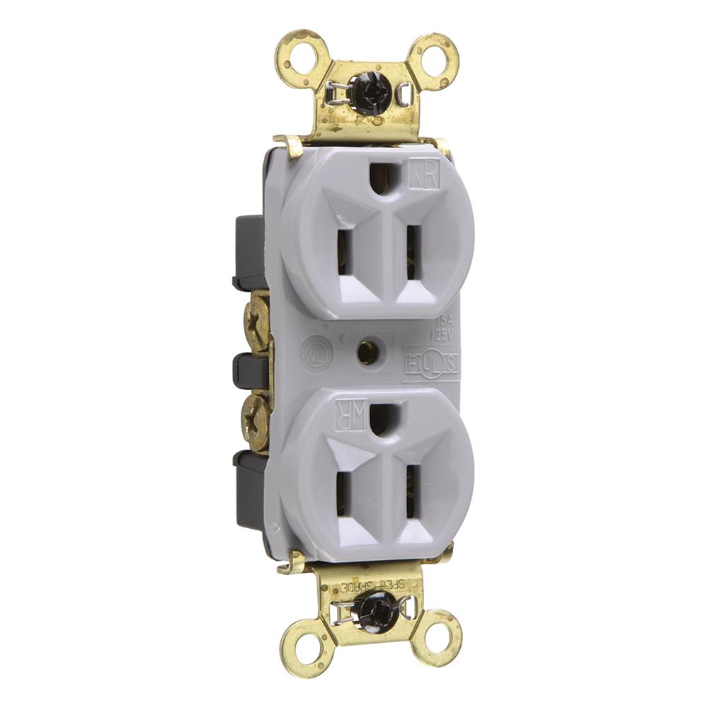 WR DUP RECP B+S WIRE 15A/125V GRY