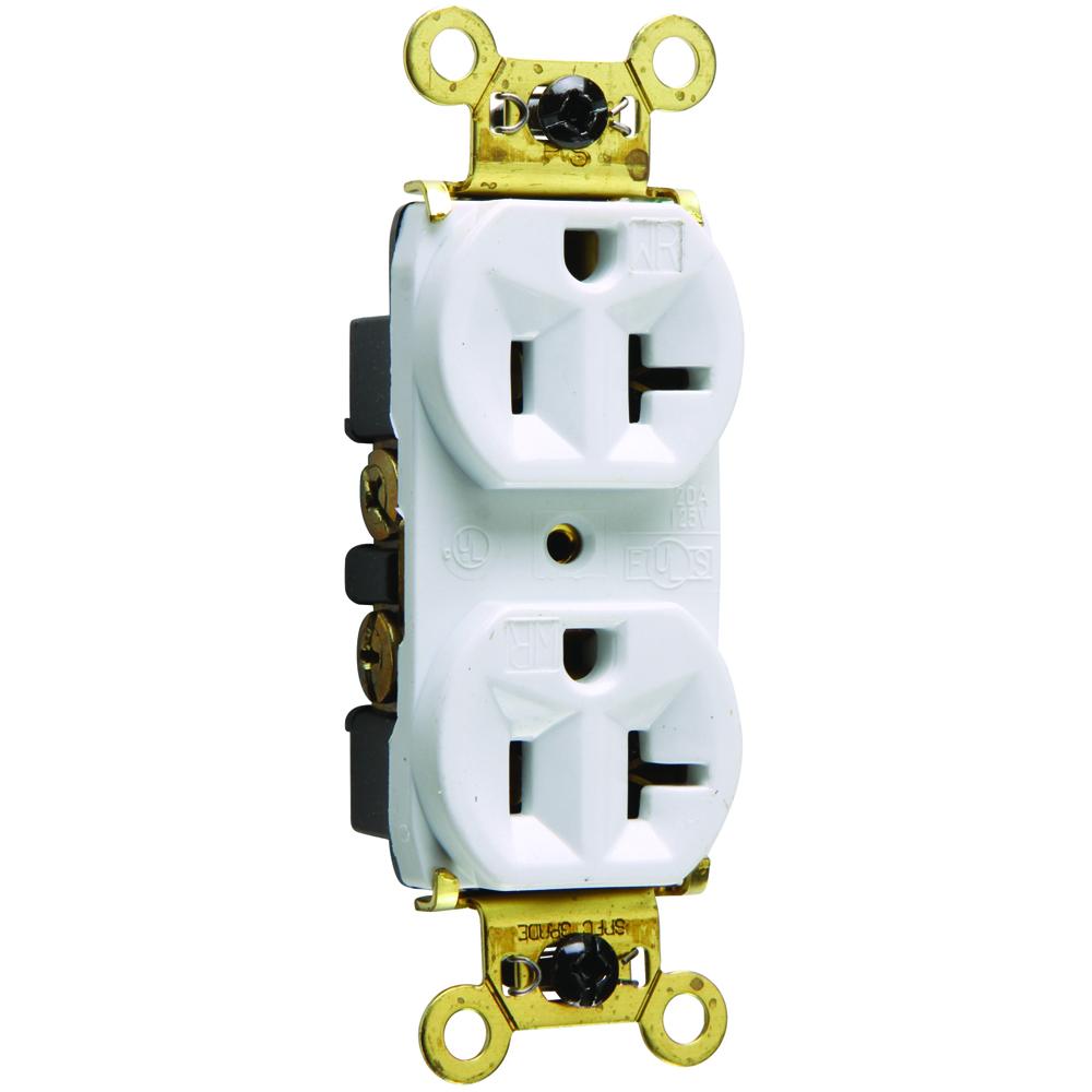 WR DUP RECP B+S WIRE 20A/125V WH