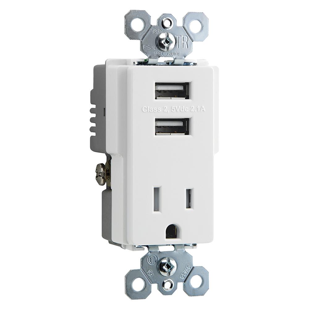 DECORATOR COMBO RECEPT+USB WH