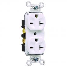 Legrand-Pass & Seymour 5862W - RECP DUP 20A 250V S+B WIRE WH
