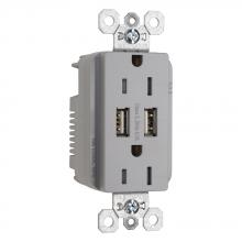 Legrand-Pass & Seymour TR5262USBGRY - DUP REC 15A TR SPEC W/3.1A USB CHRG GY