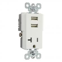 Legrand-Pass & Seymour TR5361USBW - 20A TR SPEC GRD W/2.1A USB CHRG W
