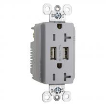 Legrand-Pass & Seymour TR5362USBGRY - DUP REC 20A TR SPEC W/3.1A USB CHRG GY