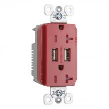 Legrand-Pass & Seymour TR5362USBRED - DUP REC 20A TR SPEC W/3.1A USB CHRG RD