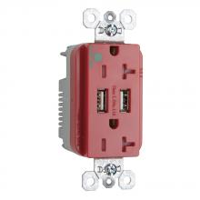 Legrand-Pass & Seymour TR8300HUSBRED - DUP REC 20A TR HG W/3.1 USB CHRG RD