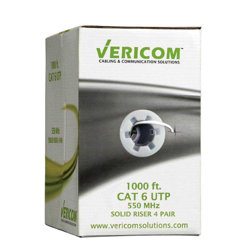 Bulk 1000 Ft. CAT6 U/UTP Solid CMR WHT