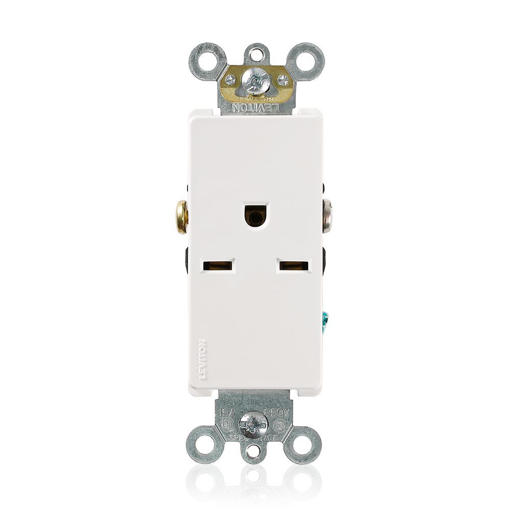 615R DEC SINGLE RECEP SIDE WIRED WHT
