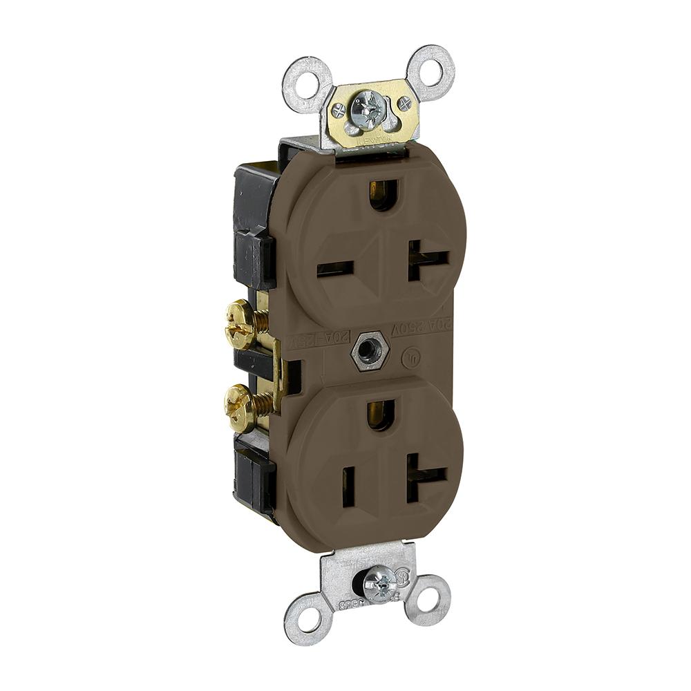 5-20R 6-20R IND GRD SIDE WIRED RCP BROWN