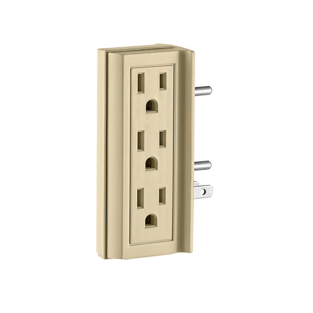 5-15R 6 OUTLET ADAPTOR VERT IVORY