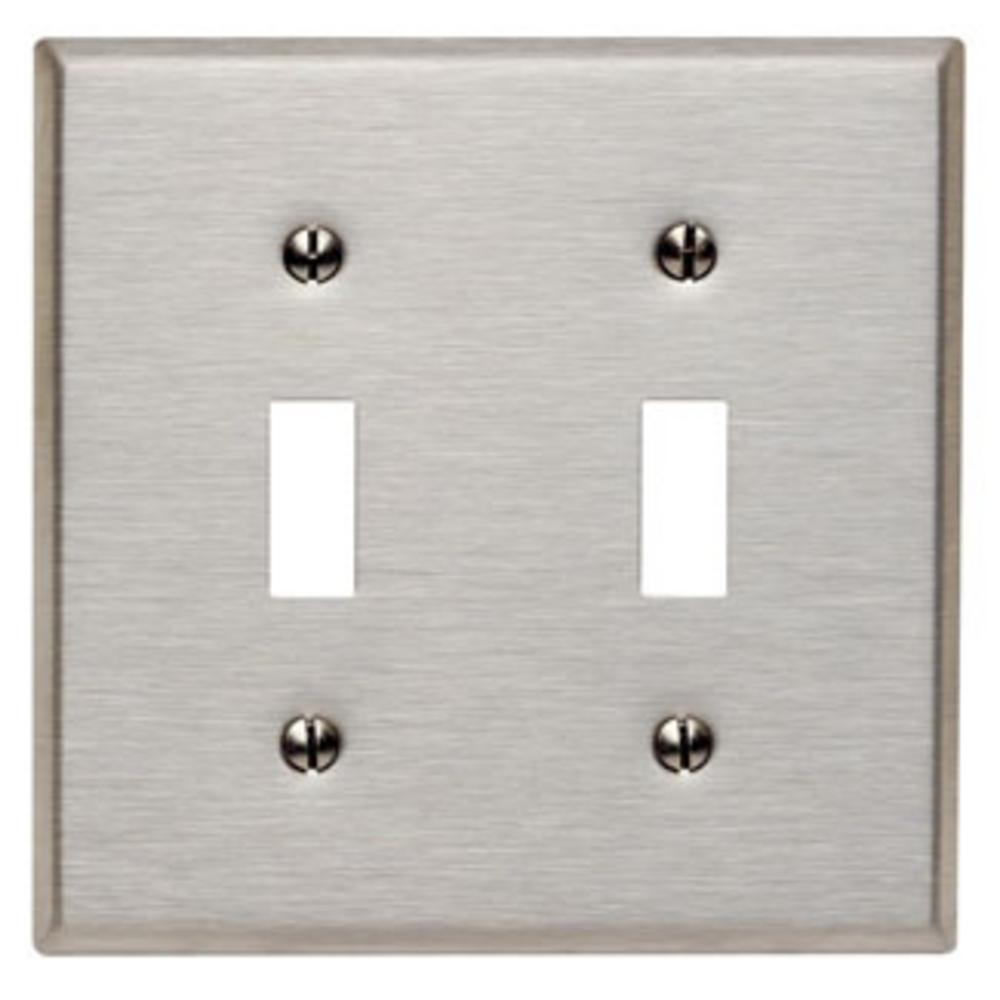 2G SS METAL WALLPLATE SATIN 430 2TOGGLE