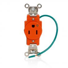 Leviton 5261-IG - 5-15R SINGLE RECEP IG ORANGE