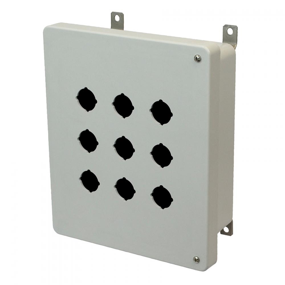 10x8x4 ENCL HINGED SCR CVR 9 PB CUTOUTS