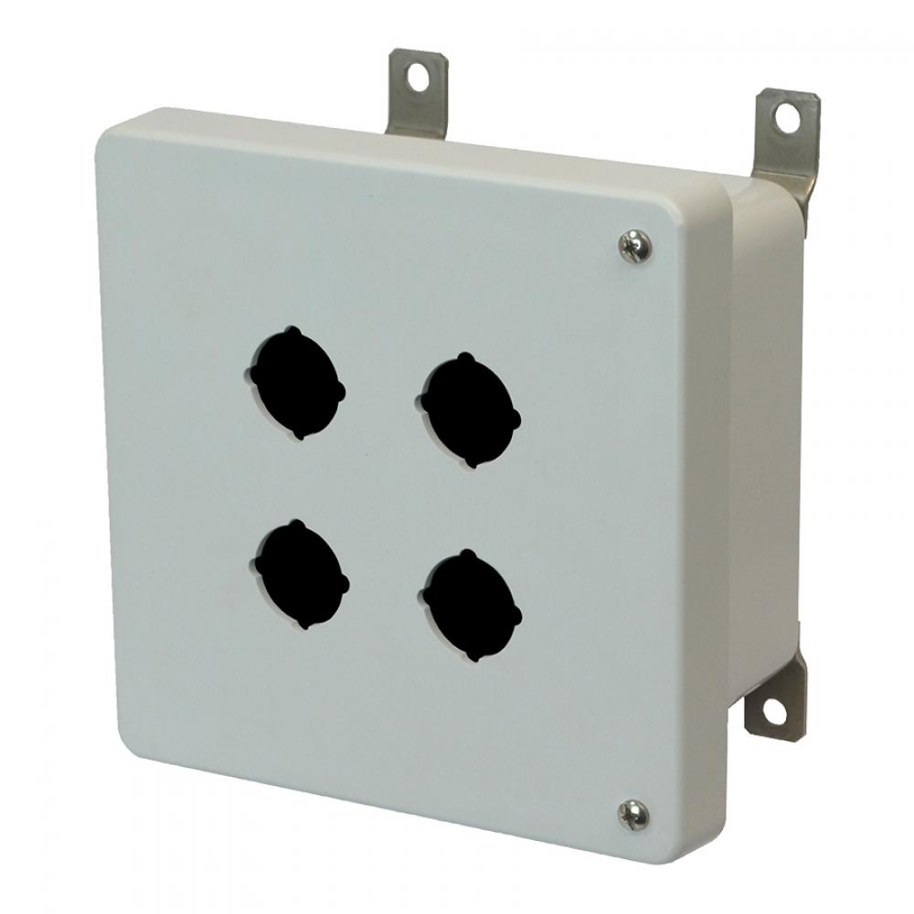 6X6X4 ENCL HINGED SCR CVR 4 PB CUTOUTS