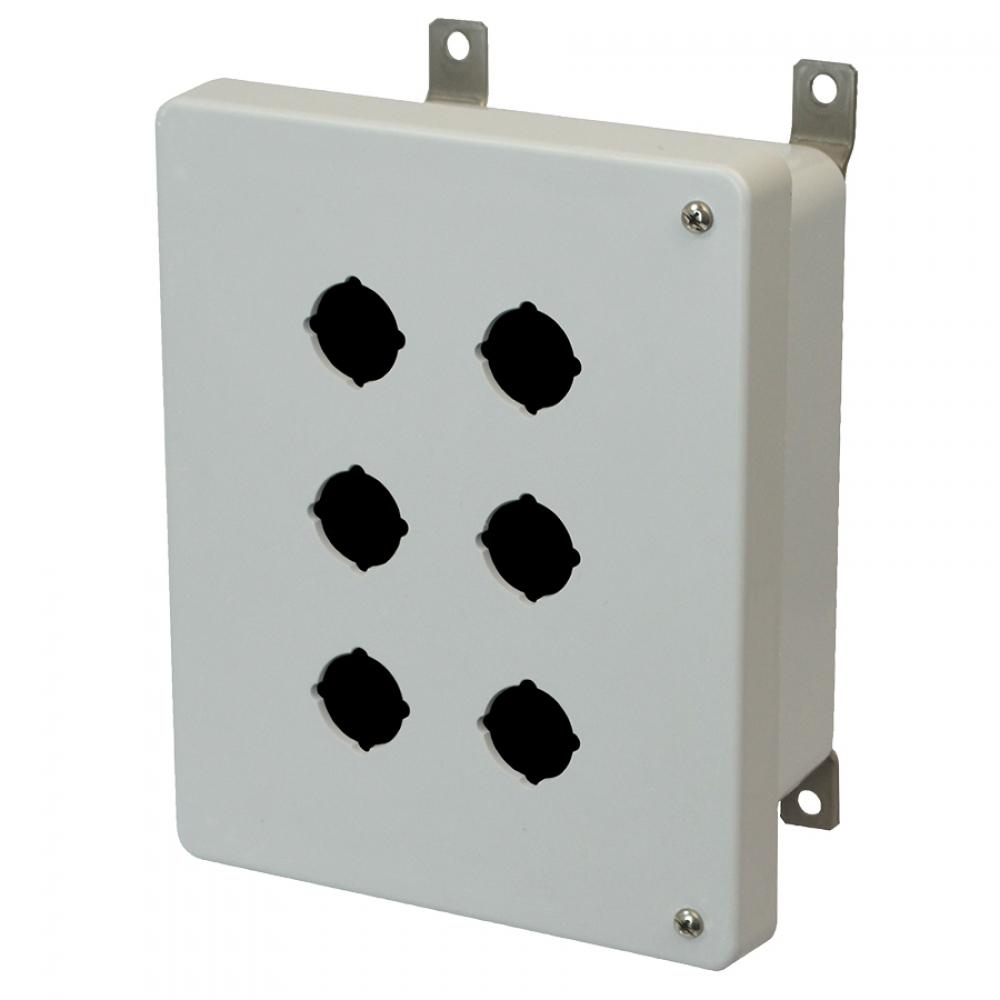 8X6X4 ENCL HINGED SCR CVR 6 PB CUTOUTS