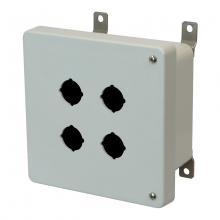 Allied Moulded Products AM664HP4 - 6X6X4 ENCL HINGED SCR CVR 4 PB CUTOUTS