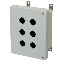 Allied Moulded Products AM864HP6 - 8X6X4 ENCL HINGED SCR CVR 6 PB CUTOUTS