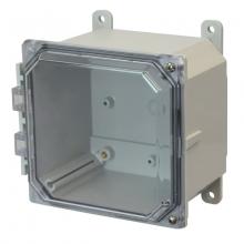 Allied Moulded Products AMP664CCH - 6X6X4 PC ENCL CLEAR HNG SCR CVR FEET