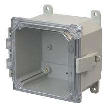 Allied Moulded Products AMP664CCNL - 6X6X4 PC ENCL CLEAR HNG NL CVR FEET