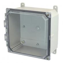 Allied Moulded Products AMP884CCH - 8X8X4 PC ENCL CLEAR HNG SCR CVR FEET