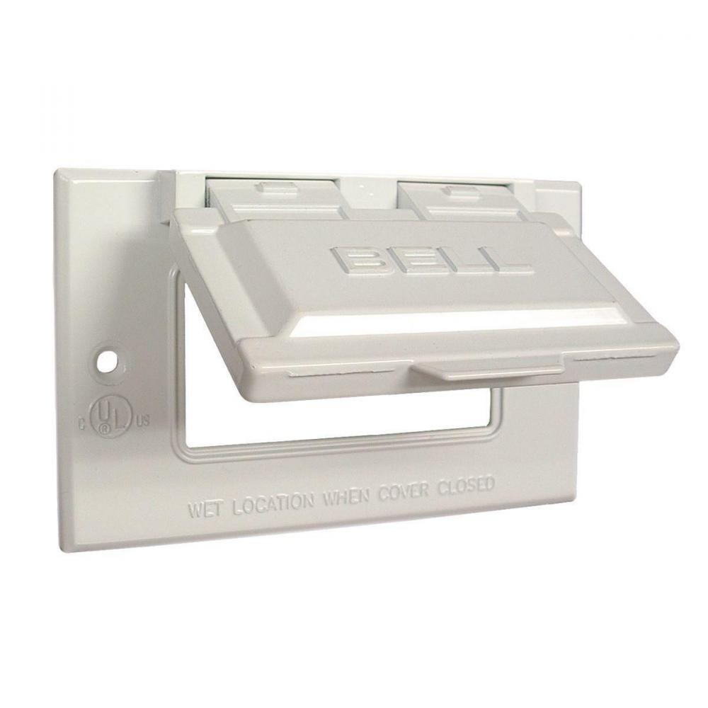 1G HORIZONTAL WP COVER GFCI - WHT CARDED