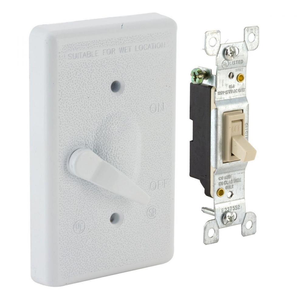 1G VERTICAL WP COVER TOGGLE SP 15A -WHT