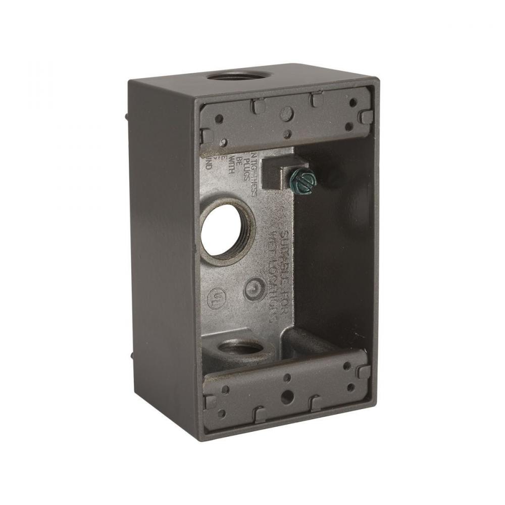 1G WP BOX (3) 1/2 IN. OUTLETS - BRONZE