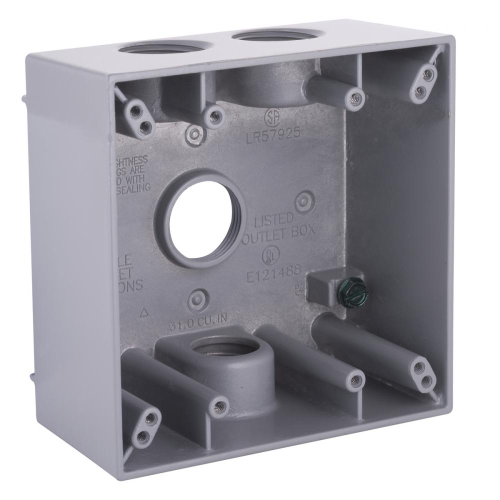 2G WP BOX (4) 3/4 IN. OUTLETS - GRAY