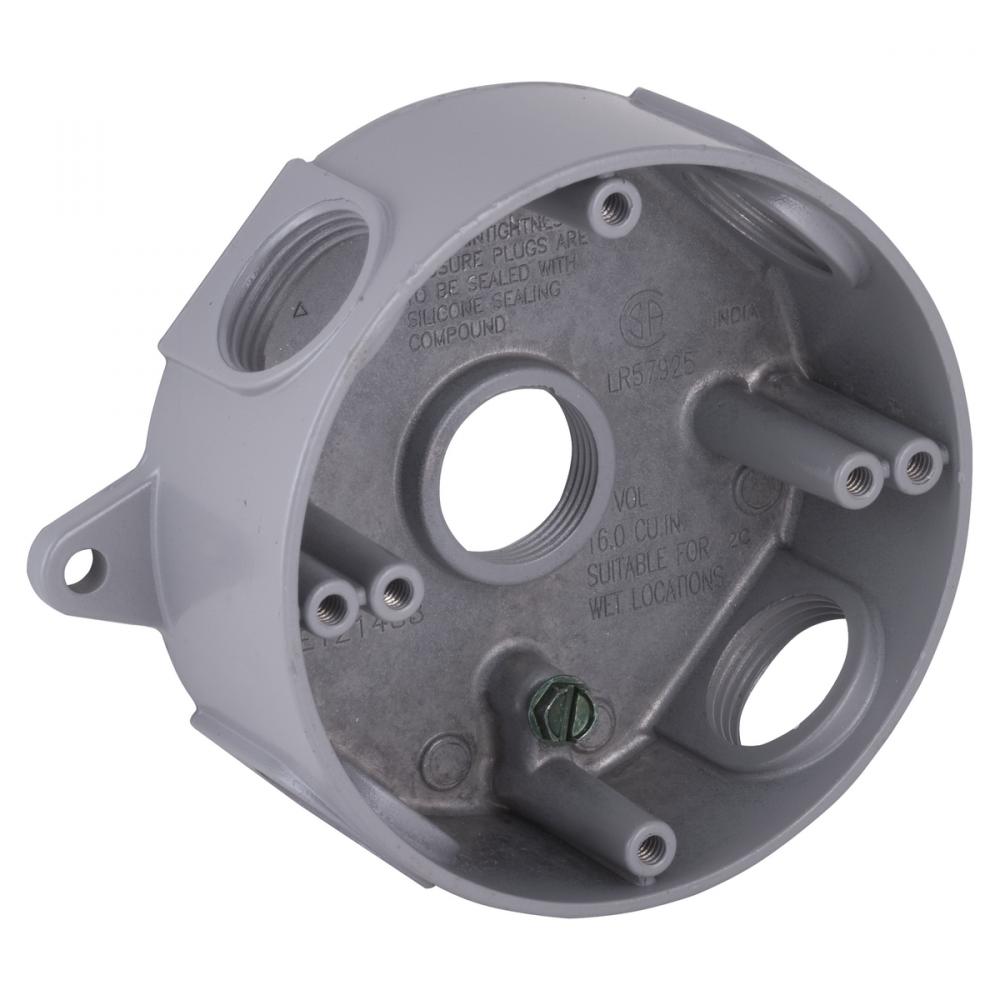 RND WP BOX (5) 3/4 IN. OUTLETS - GRAY