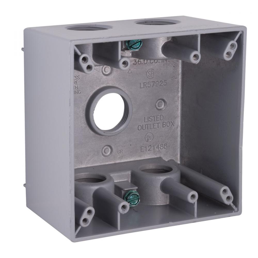 2G WP DEEP BOX (5) 3/4 IN. OUTLETS - GRY