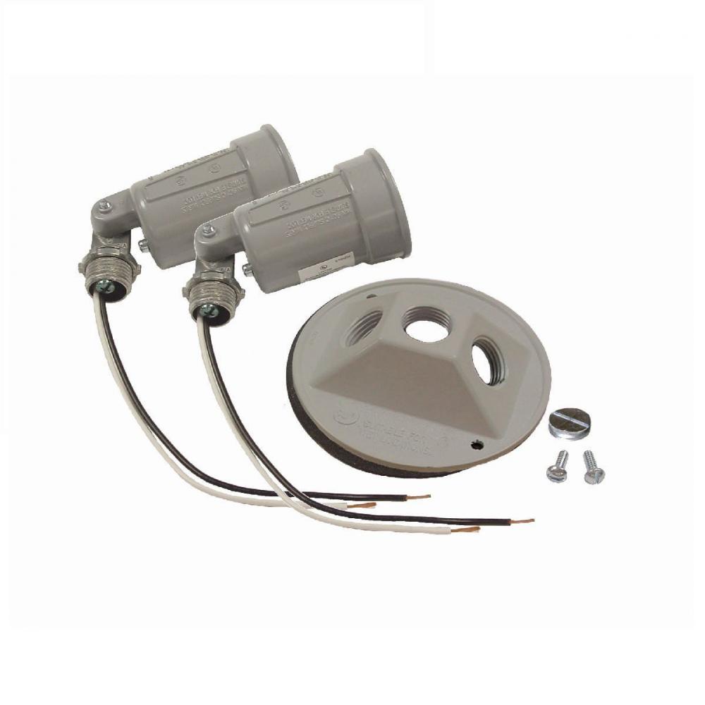 RND WP CLUSTER CVR W/(2) LAMPHOLDER GRAY