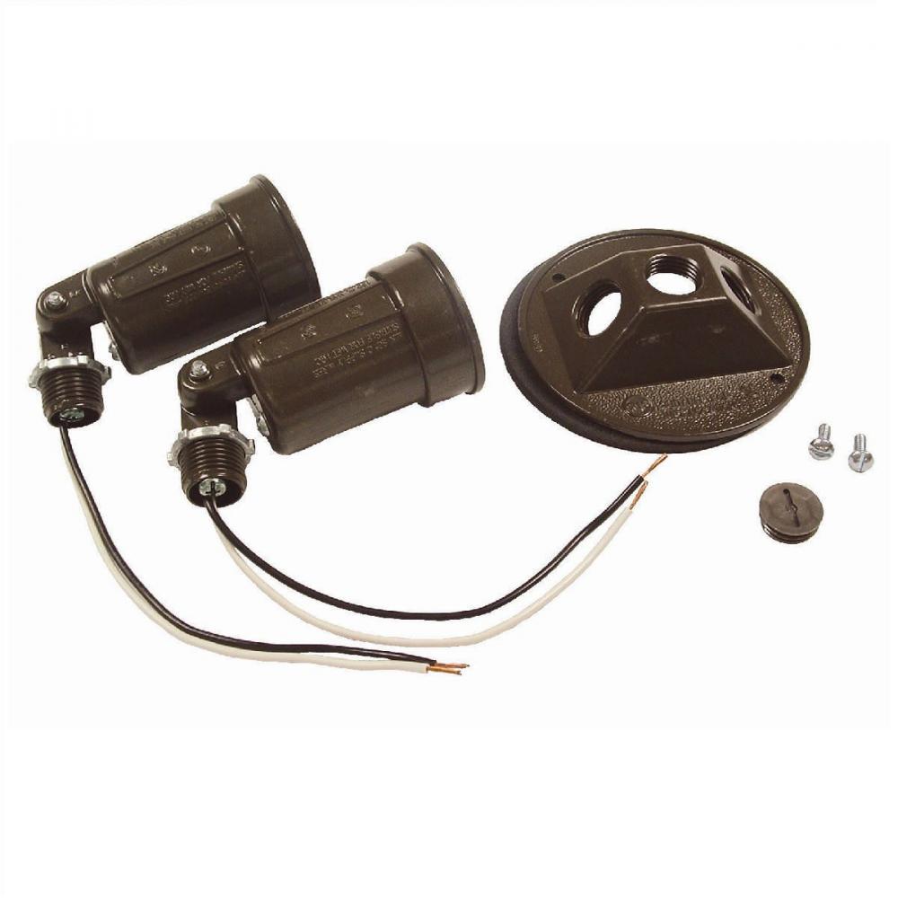 RND WP CLUSTER CVR W/(2) LAMPHOLDER BRNZ