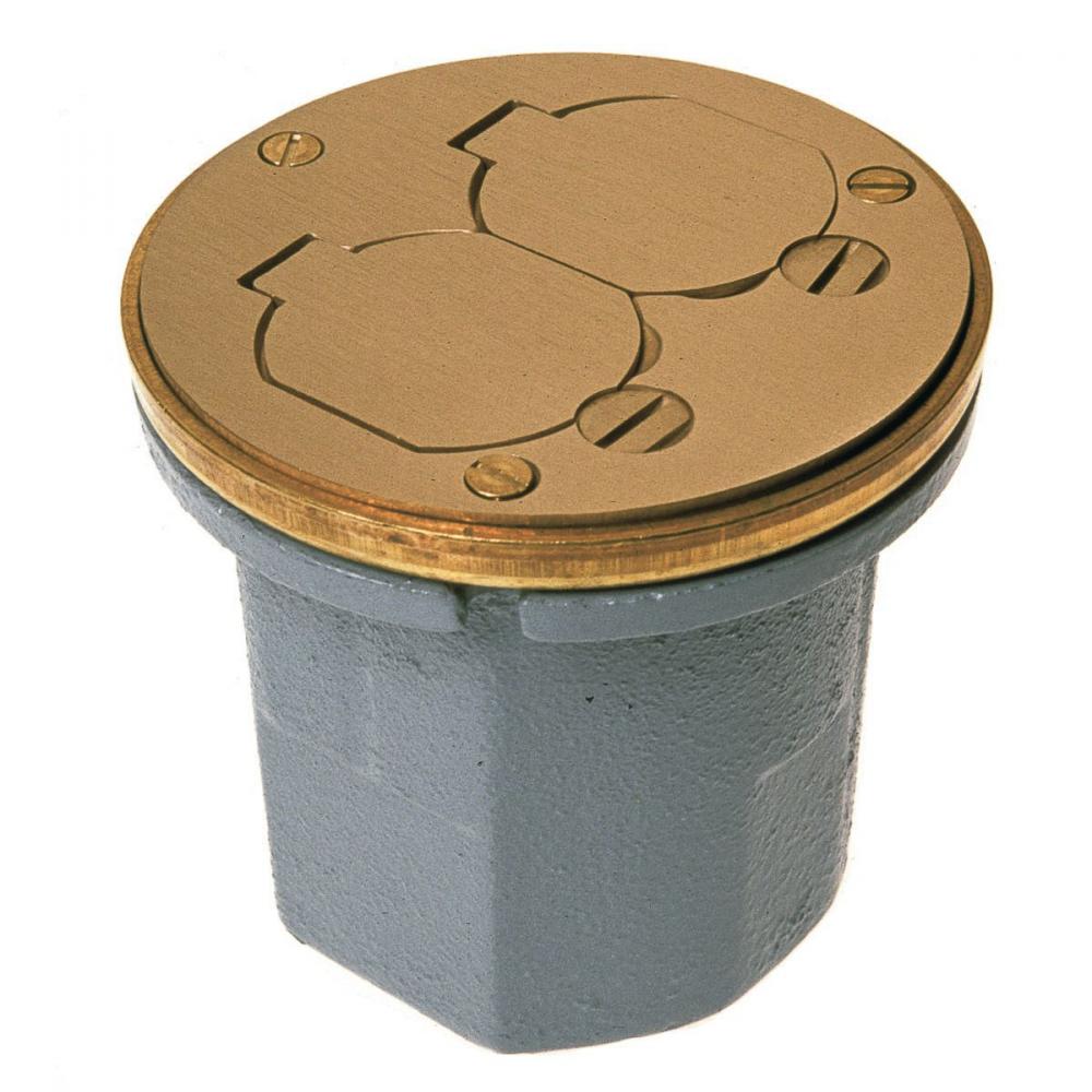 CAST IRON FLR BX ASSBLY  BRASS DUPLX CVR
