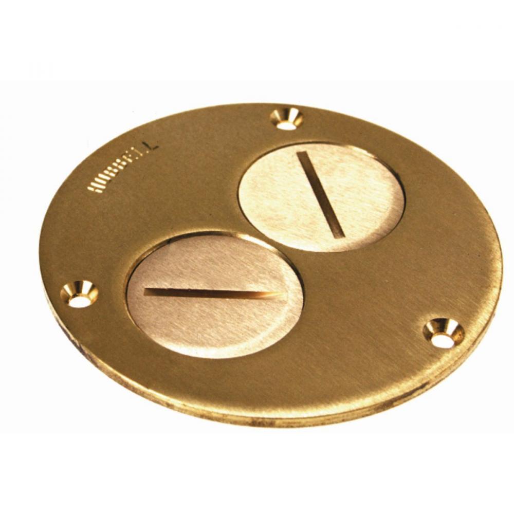 ROUND FLOOR BOX 2 PLUG COVER - BRASS
